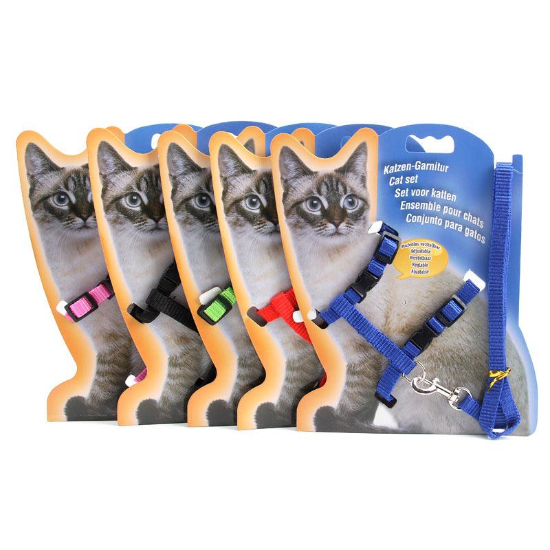 Multi-Color Nylon Cat Chest Strap Leash - Stylish And Secure Pet Walking Accessory